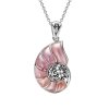 Sterling Silver Pink Mother of Pearl Shell Pendant with Chain 18 Inches