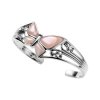 Sterling Silver Pink Mother of Pearl Butterfly Cuff Bangle