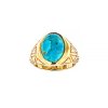 Sterling Silver Turquoise Men's Ring Over 18K Yellow Gold Plated