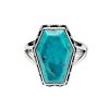 Sterling Silver Turquosie Coffin Ring