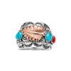 Sterling Silver Turquoies and Red Coral Two Tone Leaf Ring