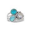 Sterling Silver Turquoise Larimar and Rainbow Moonstone Ring