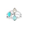 Sterling Silver Turquoise Larimar and Rainbow Moonstone Stone Ring
