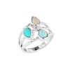 Sterling Silver Turquoise Larimar and Rainbow Moonstone Stone Ring