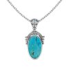Sterling Silver Turquoise and Sky Blue Topaz Pendant with Chain 18 Inches