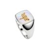 Sterling Silver Mother of Pearl Dragonfly Two Tone Signet Ring