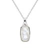 Sterling Silver Rainbow Moonstone Pendant with Chain 18 Inches