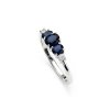Sterling Silver Blue Sapphire and White Topaz Ring
