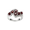 Sterling Silver Garnet & White Topaz Ring