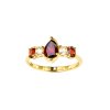 Sterling Silver Garnet and White Topaz Ring Over Yellow Gold 18K Plated