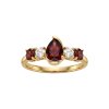 Sterling Silver Garnet and White Topaz Ring Over Yellow Gold 18K Plated