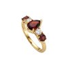 Sterling Silver Garnet and White Topaz Ring Over Yellow Gold 18K Plated