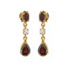 Sterling Silver Garnet and White Topaz Earring Over Yellow Gold 18K plated