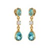 Sterling Silver Swiss Blue Topaz and White Topaz Earring Over Yellow Gold 18K plated
