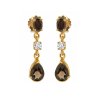 Sterling Silver Smoky Quartz and White Topaz Earring Over Yellow Gold 18K plated