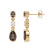 Sterling Silver Smoky Quartz and White Topaz Earring Over Yellow Gold 18K plated