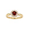 Sterling Silver Garnet and White Topaz Ring Over 18K Yellow Gold Plated
