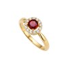 Sterling Silver Garnet and White Topaz Ring Over 18K Yellow Gold Plated