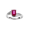 Sterling Silver Octagon Ruby and White Topaz Ring