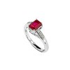 Sterling Silver Octagon Ruby and White Topaz Ring