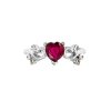 Sterling Silver Heart Ruby and White Topaz Ring