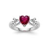 Sterling Silver Heart Ruby and White Topaz Ring