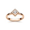 Sterling Silver White Topaz Ring Over Rose Gold Plated
