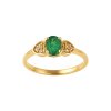 Sterling Silver Yellow Gold 18K Ring with Emerald and White Topaz