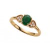 Sterling Silver Emerald and White Topaz Ring  Over Yellow Gold 18K Plated