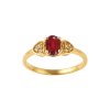 Sterling Silver Yellow Gold 18K Ring with Ruby and White Topaz