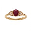 Sterling Silver Ruby and White Topaz Ring Over Yellow Gold 18K Plated