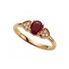 Sterling Silver Ruby and White Topaz Ring Over Yellow Gold 18K Plated