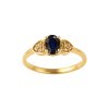 Sterling Silver Blue Sapphire and White Topaz Ring Over 18K Yellow Gold Plated