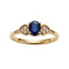 Sterling Silver Blue Sapphire and White Topaz Ring Over Yellow Gold 18K Plated