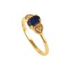 Sterling Silver Blue Sapphire and White Topaz Ring Over 18K Yellow Gold Plated