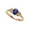 Sterling Silver Blue Sapphire and White Topaz Ring Over Yellow Gold 18K Plated