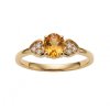 Sterling Silver Citrine and White Topaz Ring Over Yellow Gold 18K Plated
