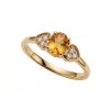 Sterling Silver Citrine and White Topaz Ring Over Yellow Gold 18K Plated
