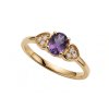 Sterling Silver Amethyst and White Topaz Ring Over Yellow Gold 18K Plated
