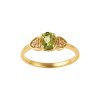 Sterling Silver Peridot and White Topaz Ring Over 18K Yellow Gold Plated