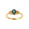 Sterling Silver London Blue Topaz and White Topaz Ring Over 18K Yellow Gold Plated