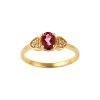 Sterling Silver Pink Topaz and White Topaz Ring Over 18K Yellow Gold Plated