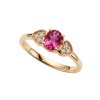 Sterling Silver Pink Topaz and White Topaz Ring Over 18K Yellow Gold Plated