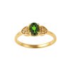 Sterling Silver Chrome Diopside and White Topaz Ring Over 18K Yellow Gold Plated