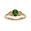 Sterling Silver Chrome Diopside and White Topaz Ring Over 18K Yellow Gold Plated