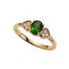 Sterling Silver Chrome Diopside and White Topaz Ring Over 18K Yellow Gold Plated