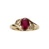 Sterling Silver Ruby and White Topaz Ring 18K Yellow Gold Plated