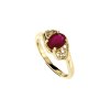 Sterling Silver Ruby and White Topaz Ring 18K Yellow Gold Plated
