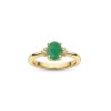 Sterling Silver Emerald and White Topaz Ring Over 18K Yellow Gold Plated