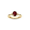 Sterling Silver Ruby and White Topaz Ring Over 18K Yellow Gold Plated